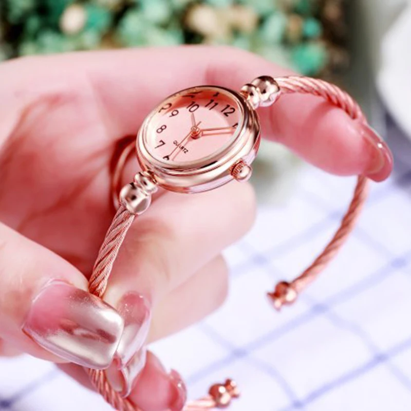 YIKAZE Small Gold Bangle Bracelet Luxury Watch - Image 3