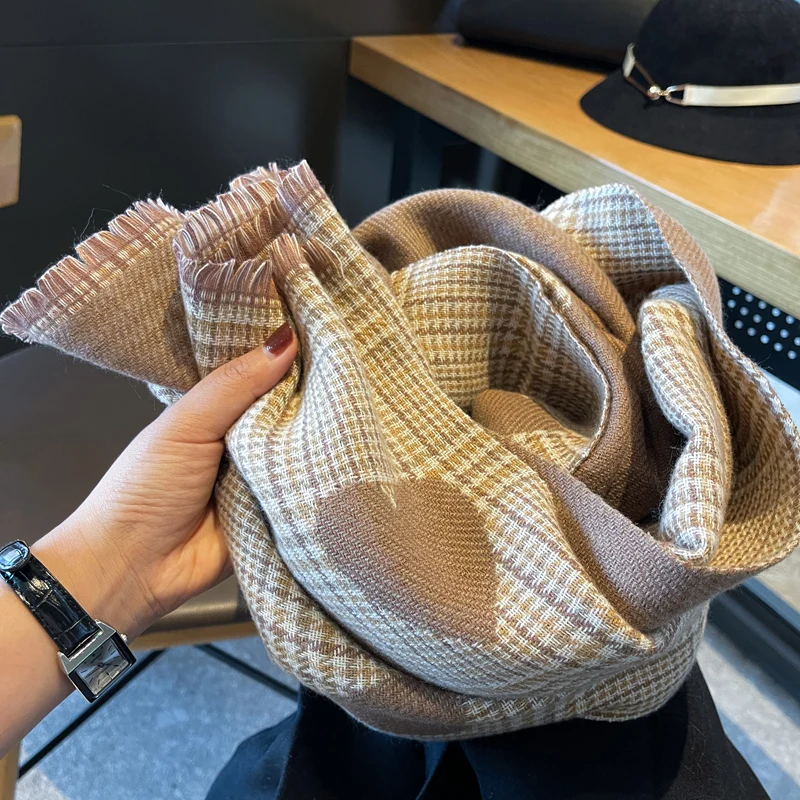 Cashmere Thickened Warm Knitted Scarf - Image 5