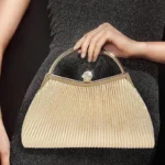 Pleated Evening Handbag Women Glitter Clutch