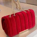 Neon Red Flap Chain Square Bag