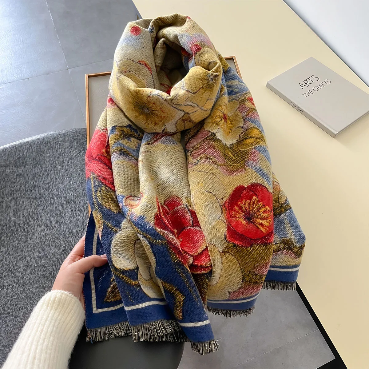 Cashmere Wrap Winter Thickened Shawl - Image 4