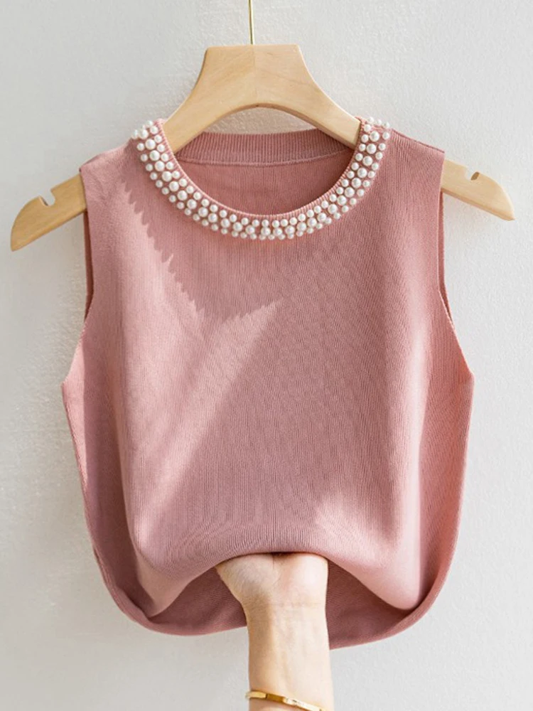 Knitted Vests Women Top Solid Tank - Image 2
