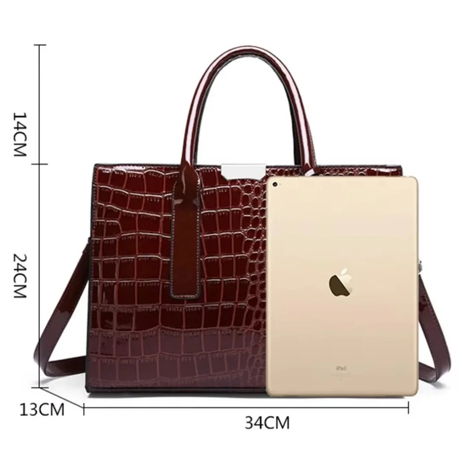 Large Capacity Crocodile Pattern Women Shoulder Bag - Image 5