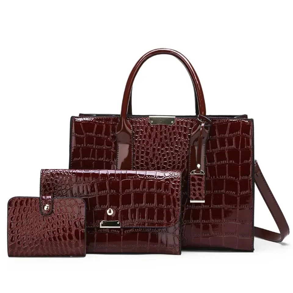 Large Capacity Crocodile Pattern Women Shoulder Bag