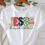 Women'S Casual Crew Neck T-Shirt with Colorful Letter Print