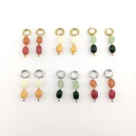 HUIDANG Earrings With Stones New In Woman Green Stone Autumn Earrings Stainless Steel Hoop Boucles d'oreilles
