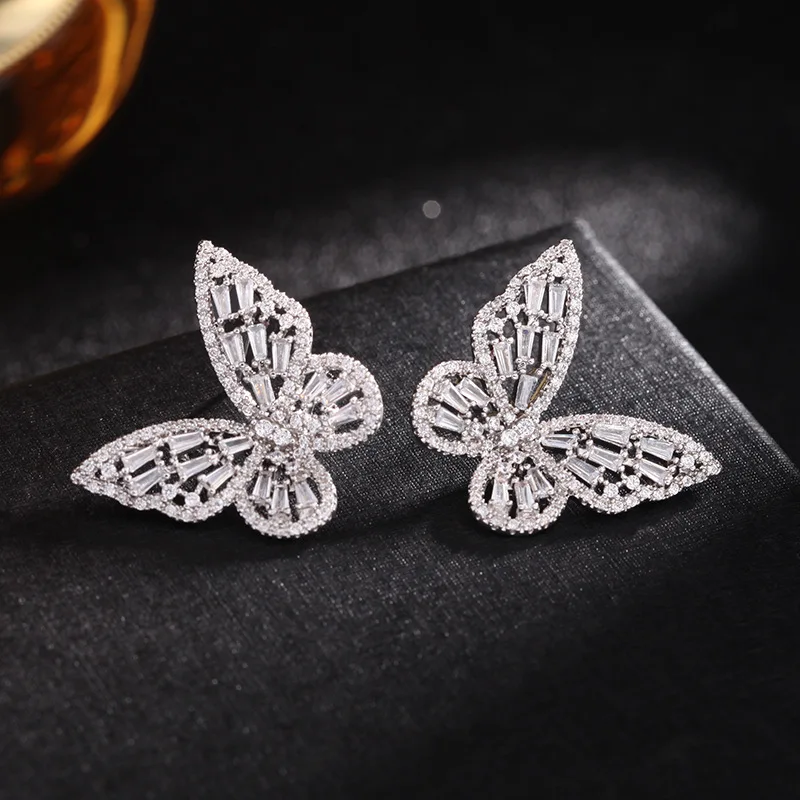 2023 New Butterfly Zircon Earrings Women's Korean Luxury Jewelry Literary Style Earrings Net Red Temperament Simple New Earrings - Image 6