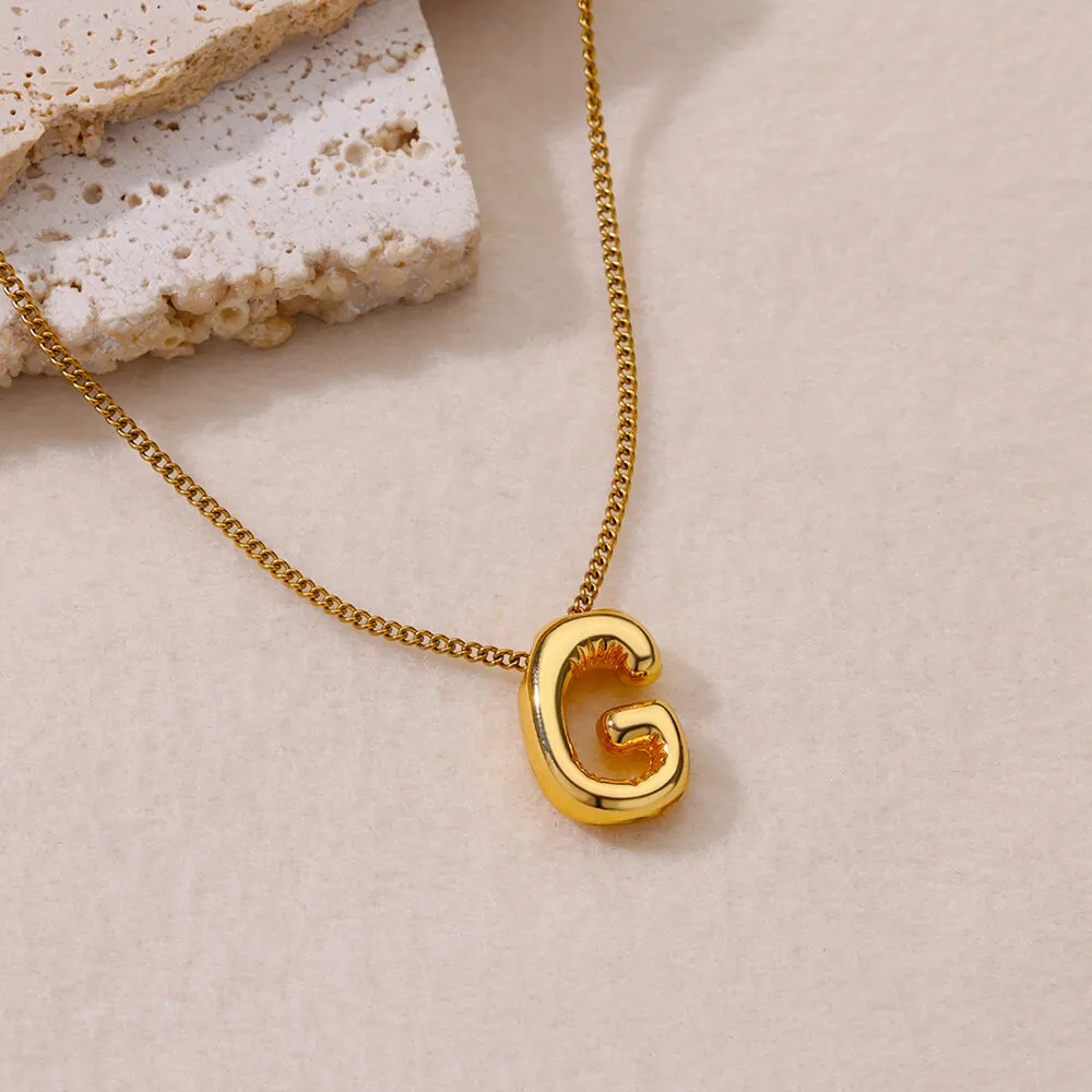 Chunky Initial Letter Pendant Necklaces For Women Gold Color Stainless Steel A to Z Charm Waterproof Jewelry Anniversary Gift - Image 2