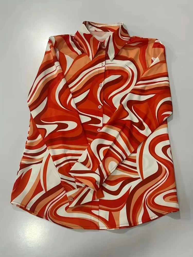 Boutique Ladies Lapel Button Shirt Elegant Temperament Long Sleeve Textured Design Shirt Ladies Daily Commuter Fashion Shirt - Image 5