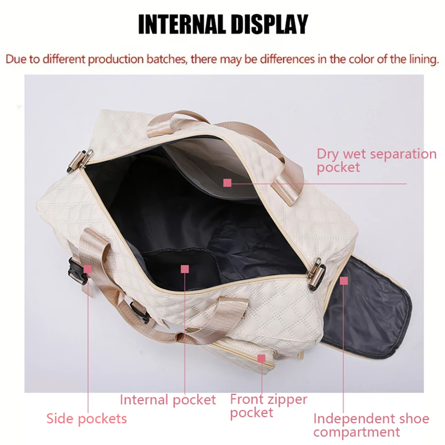 Durable Nylon Travel Duffle Bag, Portable Sports Gym Bag for Overnight Trips Shoulder Duffel Training Bag, Spacious Argyle - Image 4