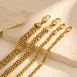 Mesh Link Chain Stainless Steel Bracelet for Women, 3mm/4mm/6mm Gold Plated Italian Chain Wristband Gift Jewelry, Non Tarnis