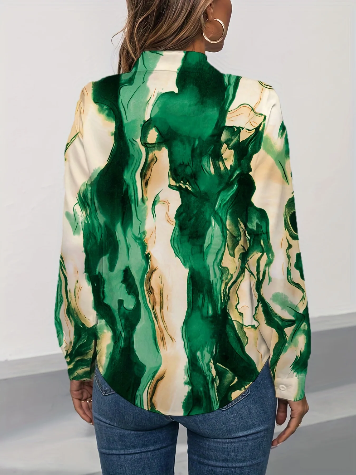 New Arrival Stylish Oil Painting Print Women's Shirt Top - Trendy Fashion Blouse - Image 2