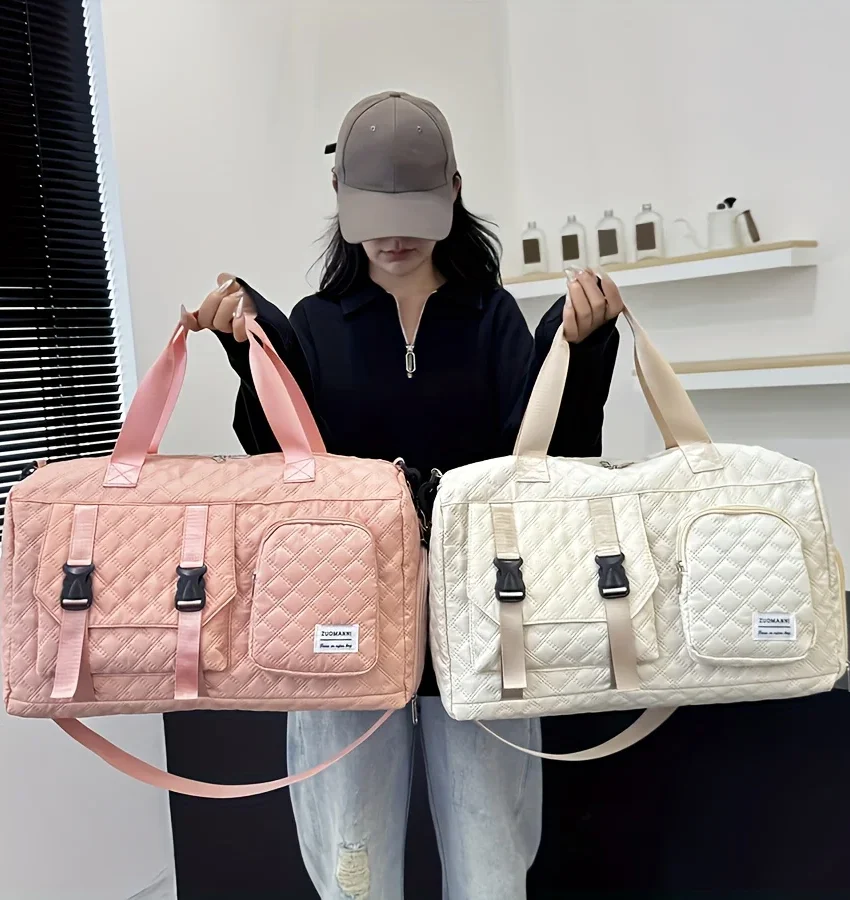 Durable Nylon Travel Duffle Bag, Portable Sports Gym Bag for Overnight Trips Shoulder Duffel Training Bag, Spacious Argyle