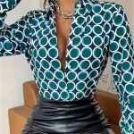 New Fashion Casual Long-Sleeve Shirts Ladies Loose Polka Dot Print Tops Women Spring Blouses Lapel Button Office Cardigan Shirt