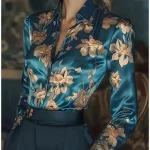 Fashion Women's Graphic Floral Printed Long Sleeve Shirt Casual Regular Tops Button Down Work Shirts Daily Wear Classic Design