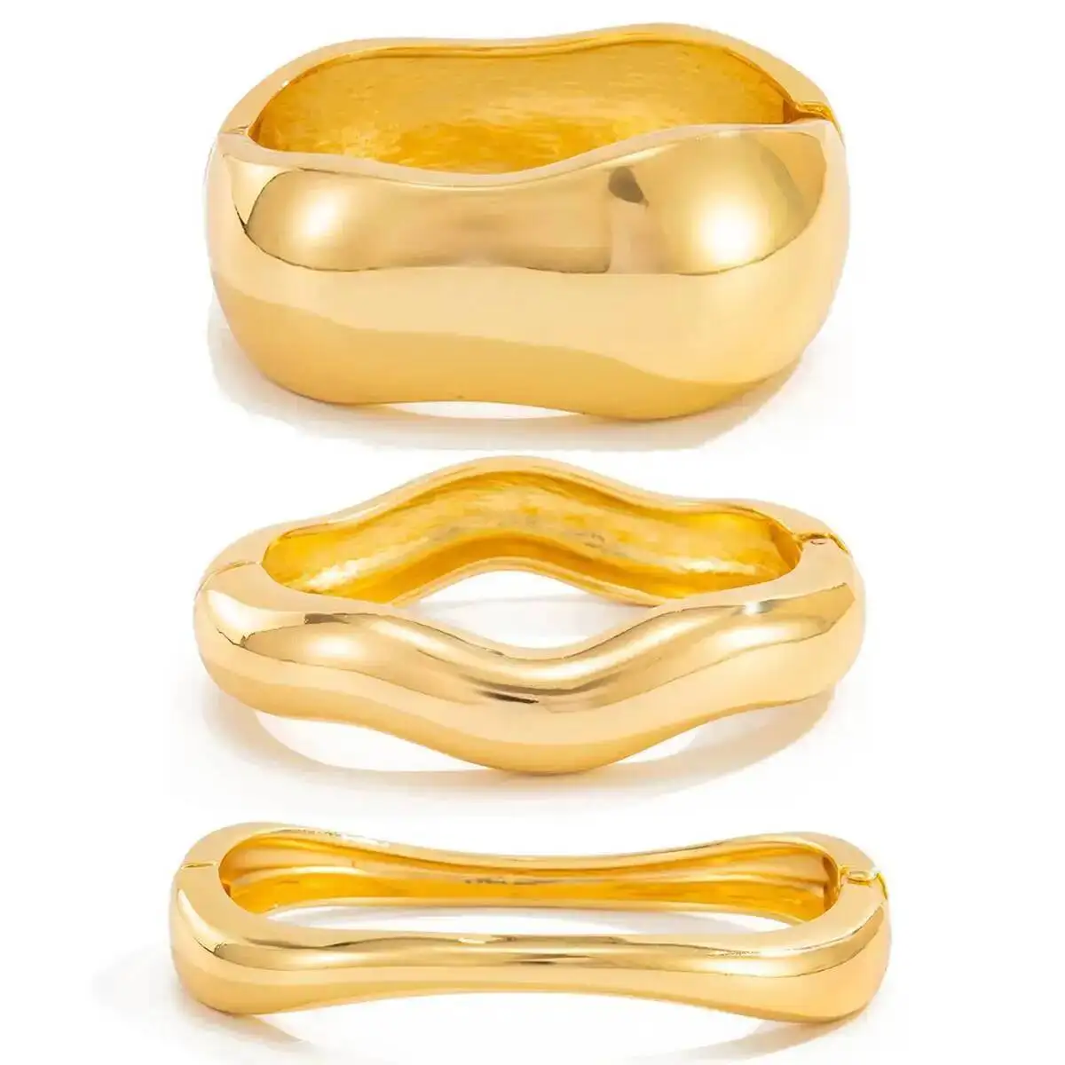 Ingemark 3 Styles Hip Hop Chunky Metal Spring Bangles for Women Men Punk Irregular Open Arm Bracelets Daily Jewelry Steampunk - Image 2