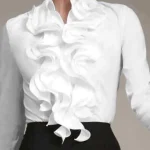 ZANZEA Elegant Women Blouse Ruffles Tops Fashion Long Sleeve Shirts Flounce Blusas Stylish OL Work Shirt Female White Blouses