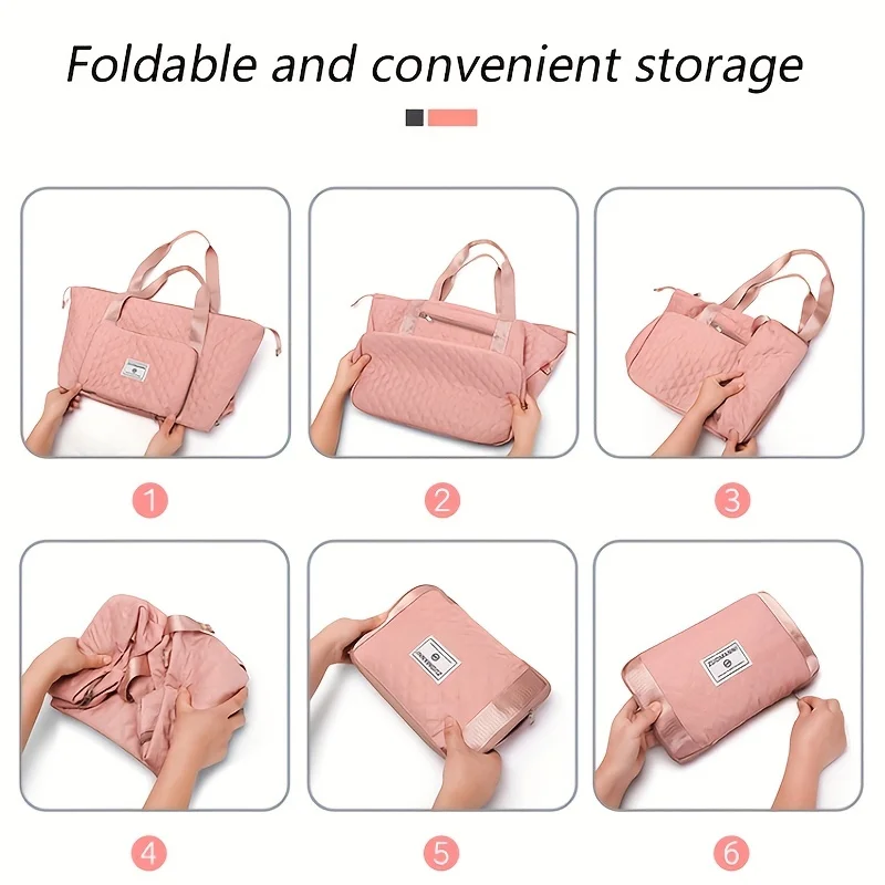 Large Capacity Travel Dufffle Bag for Women Lightweight Argyle Pattern Weekend Overnight Bag Thickened Gym Storage Bag - Image 8