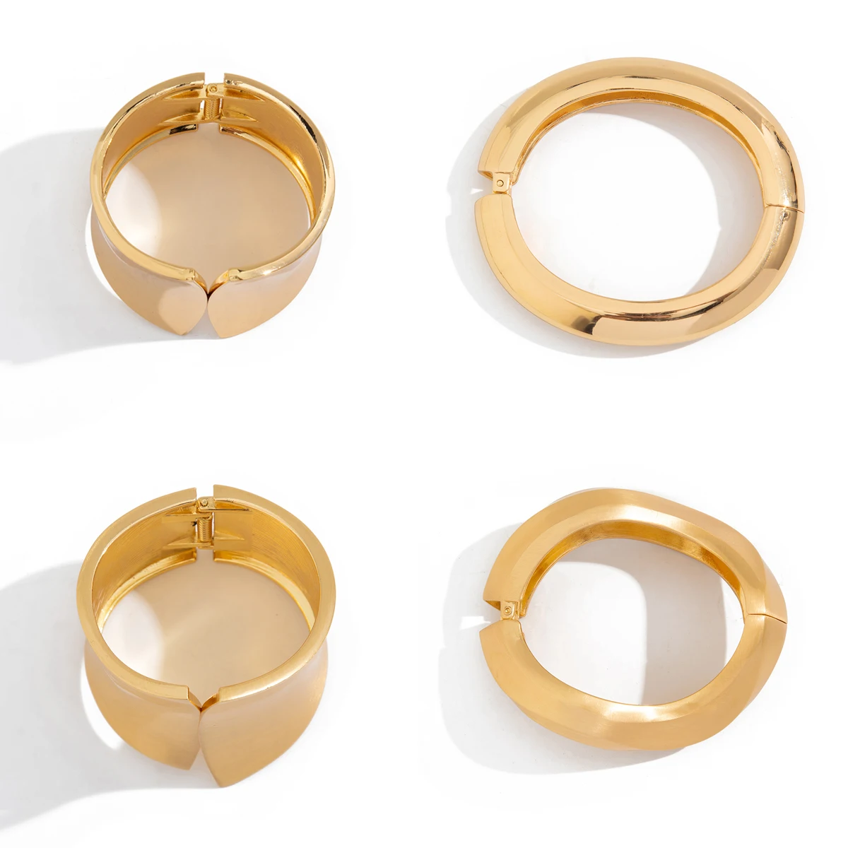 IngeSight.Z Geometric Irregular Chunky Heavy Metal Bangles for Women Retro Wave Shaped Spring Bracelet Punk Party Jewelry - Image 3